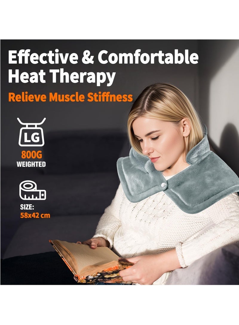 AMINAC Heating Pad for Pain Relief, Electric Heat Pad for Back Neck and Shoulders, 58x42cm, Soft Material, Auto Shut Off, 6 Temperature Levels, 4 Timer Settings, Hand and Machine Washable, Gifts - Image 2