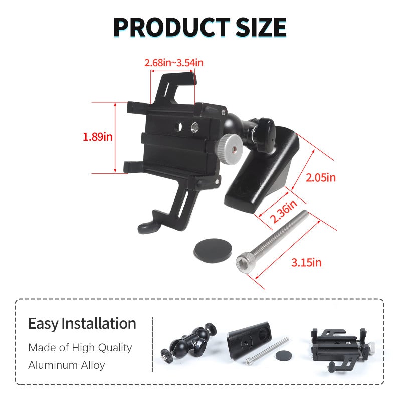 RT-TCZ A-Pillar Dash Phone Holder Bracket Mount Grab Handle Adjustable Anti-Shake Stabilizer Cell Phone Holder Accessories for Jeep Wrangler JL JLU & Gladiator JT 2018-2023 - Image 2