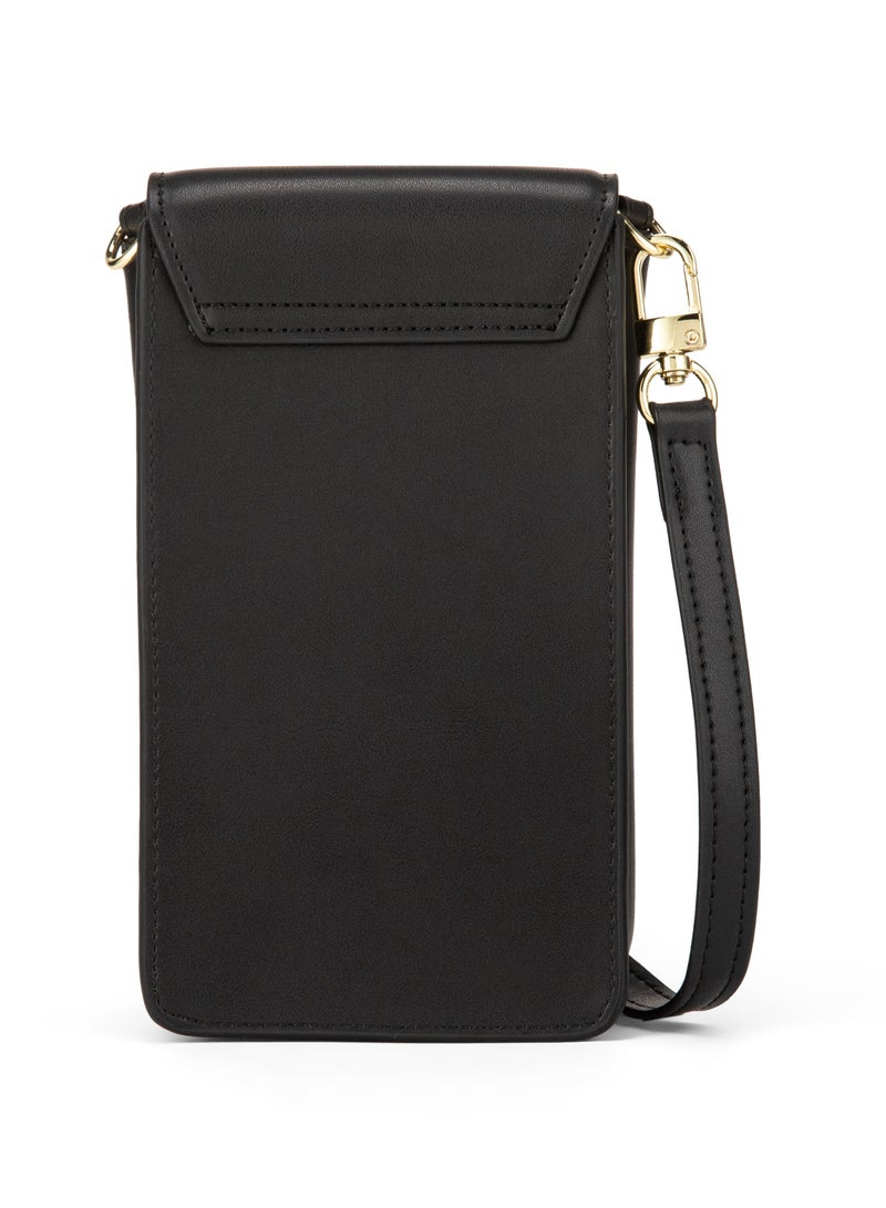 HOLBORN CLASSIC Anna Travel Pouch With Phone Compartment For Women - Black, Leather Phone Pouch Bags, Crossbody Phone Bag, Genuine Leather - Image 2