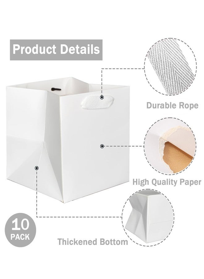 IN-JOOYAA 10 Pcs Small Gift Bags with Tissue Paper Square Gift Bags 6x6x6 Inches with Handles for Gift Giving (White) - Image 3