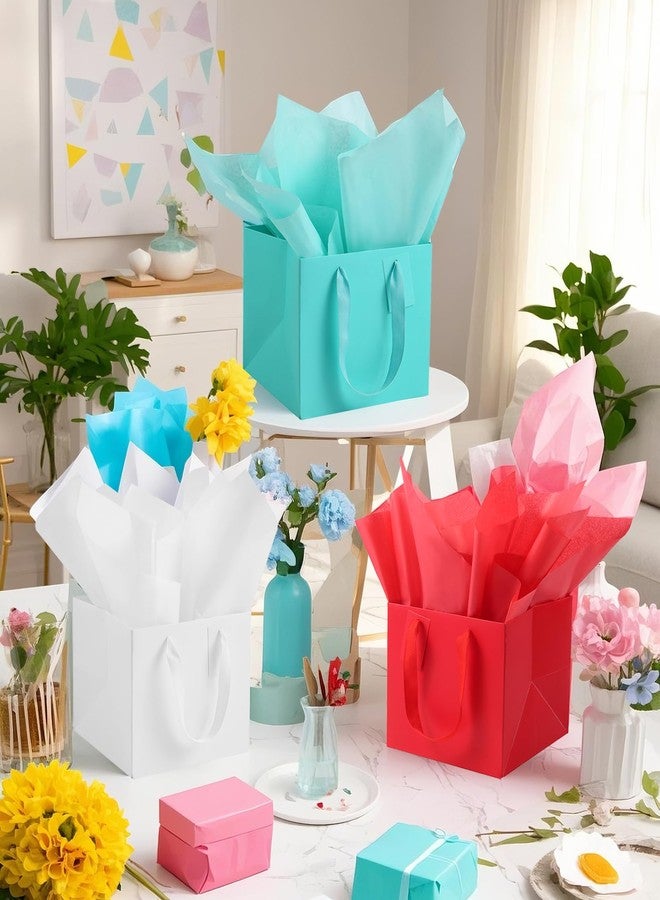 IN-JOOYAA 10 Pcs Small Gift Bags with Tissue Paper Square Gift Bags 6x6x6 Inches with Handles for Gift Giving (White) - Image 4