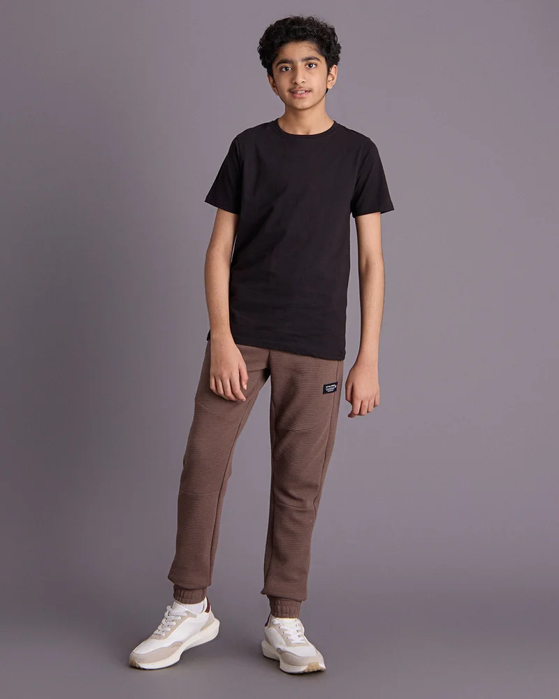 Redtag Senior Boys Brown Track Pants