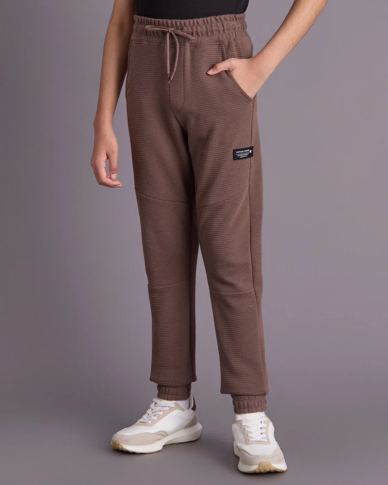 Redtag Senior Boys Brown Track Pants
