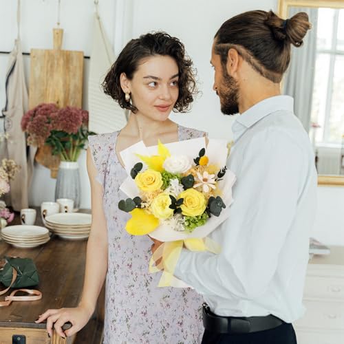 TYL&TYS Flowers for Delivery Prime Preserved Flowers Bouquet That Last 3-5 Years Real Forever Roses Bouquet for Mom Mother Women Wife Anniversary Birthday Valentines Day Gifts for Her(Yellow) - Image 4