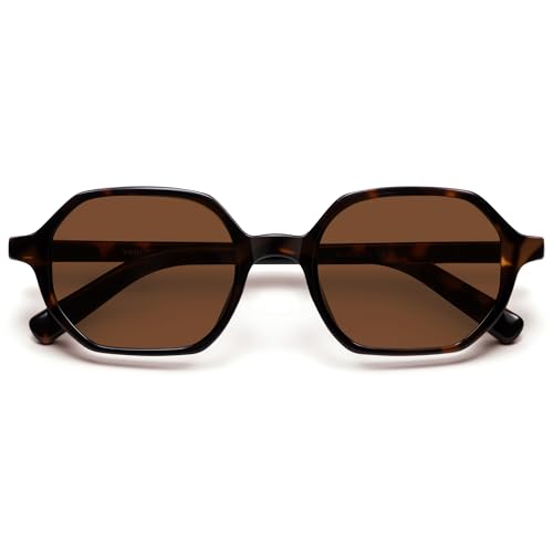 VANLINKER Hexagon Square Polarized Sunglasses for Women Men Retro Cute Octagon Shades VL9913,Brown/Tortoise - Image 3