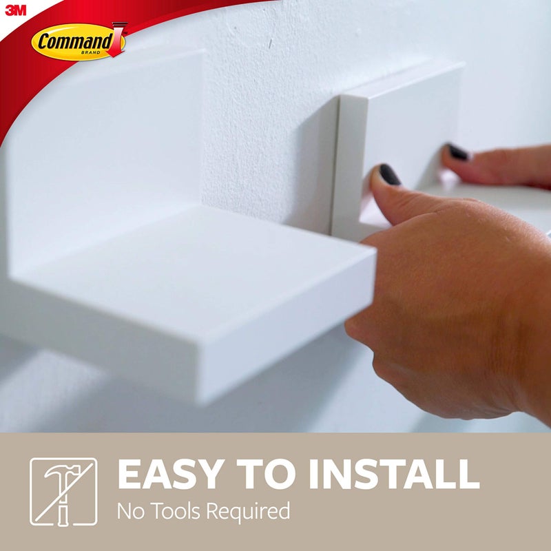 كوماند حواف عرض الأوامر تحمل ما يصل إلى 2 رطل من الكوارتز، حافتان مع 8 شرائط قيادة متوسطة، رف معلق خالٍ من التلف مع شرائط لاصقة، إضفاء الطابع الشخصي على غرفة المعيشة وغرفة النوم وغرفة الأطفال أو المكتب - Image 5