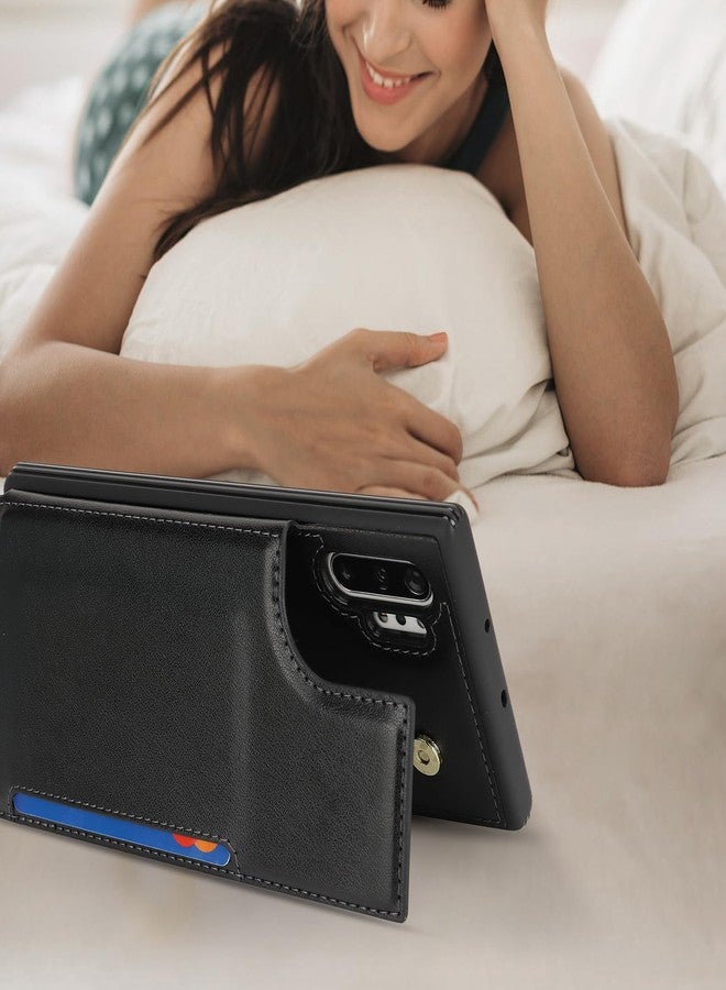 iCoverCase Compatible with Samsung Galaxy Note 10 Plus Case with Card Holder, Note 10+ Wallet Case for Women Men [RFID Blocking] PU Leather Phone Case for Note 10 Plus (Black) - Image 5