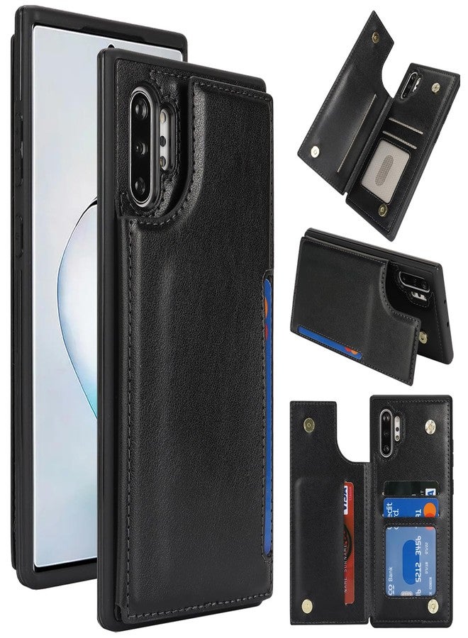 iCoverCase Compatible with Samsung Galaxy Note 10 Plus Case with Card Holder, Note 10+ Wallet Case for Women Men [RFID Blocking] PU Leather Phone Case for Note 10 Plus (Black) - Image 1