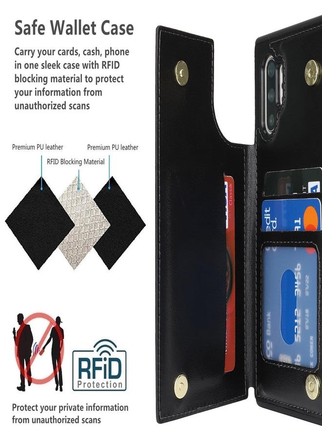 iCoverCase Compatible with Samsung Galaxy Note 10 Plus Case with Card Holder, Note 10+ Wallet Case for Women Men [RFID Blocking] PU Leather Phone Case for Note 10 Plus (Black) - Image 4