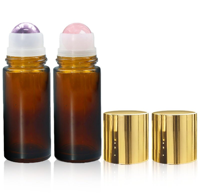 Refillable Roll On Bottles 50ml Amber Glass Leak-proof - Eco-friendly Reusable Essential Oil Roller Bottle for Travel Aromatherapy Daily Personal Care - Image 1