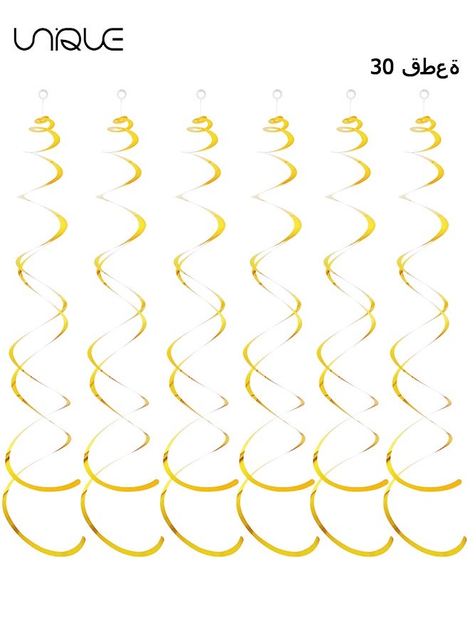Unique Gold Hanging Swirl Decorations 30 Pieces of Plastic Streamer Party Swirl Spiral Decorations for Ceiling Wedding Baby Shower Birthday Party Supply Party Decoration Birthday Decoration  - Image 1