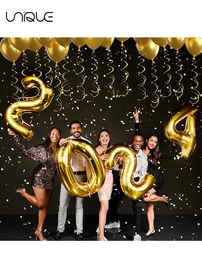 Unique Gold Hanging Swirl Decorations 30 Pieces of Plastic Streamer Party Swirl Spiral Decorations for Ceiling Wedding Baby Shower Birthday Party Supply Party Decoration Birthday Decoration  - Image 5