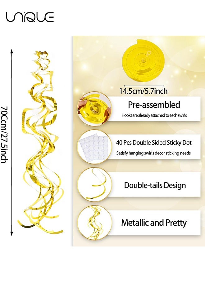 Unique Gold Hanging Swirl Decorations 30 Pieces of Plastic Streamer Party Swirl Spiral Decorations for Ceiling Wedding Baby Shower Birthday Party Supply Party Decoration Birthday Decoration  - Image 2