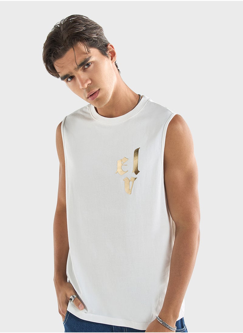 FAV Dragon Print Sleeveless T-shirt with Crew Neck  - Image 1