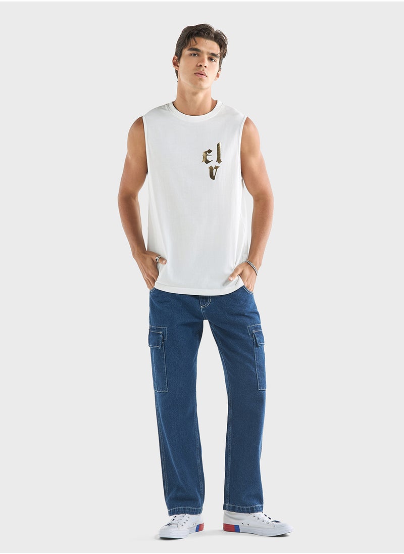 FAV Dragon Print Sleeveless T-shirt with Crew Neck  - Image 4