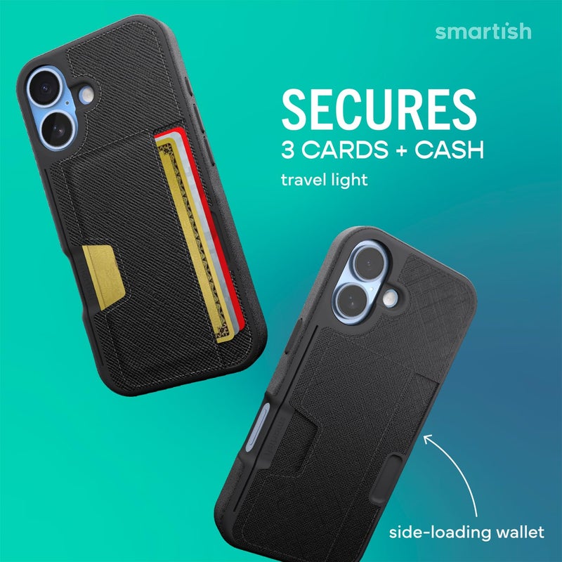 SmartishÂ® iPhone 17 Wallet Case - Wallet Slayer Vol. 2 [Slim + Protective] Credit Card Holder w/Kickstand - Drop Tested Hidden Card Slot Cover for Apple iPhone 17 - Black Tie Affair - Image 2