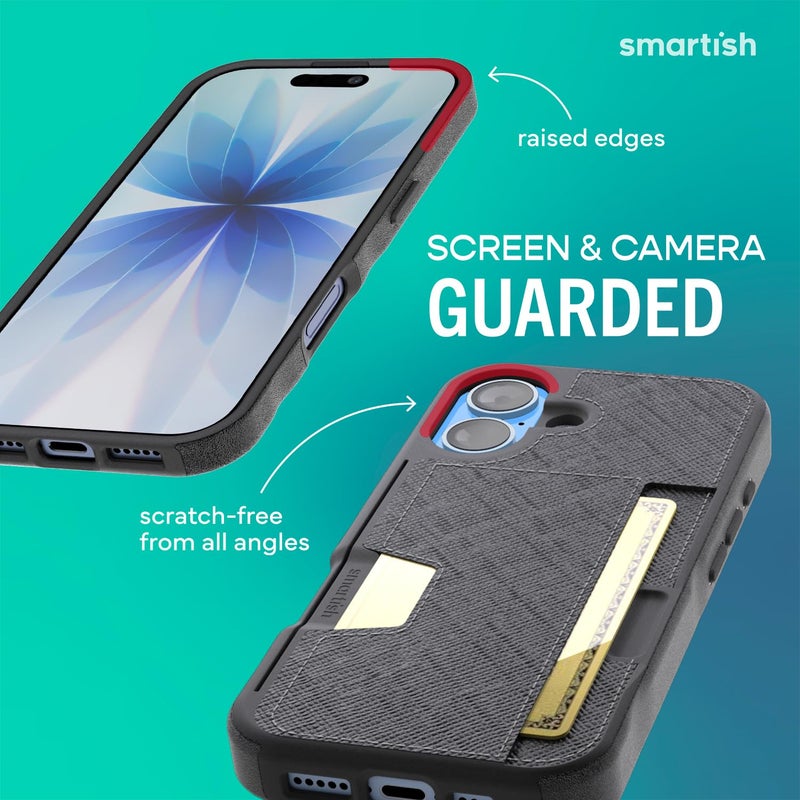 SmartishÂ® iPhone 17 Wallet Case - Wallet Slayer Vol. 2 [Slim + Protective] Credit Card Holder w/Kickstand - Drop Tested Hidden Card Slot Cover for Apple iPhone 17 - Black Tie Affair - Image 4