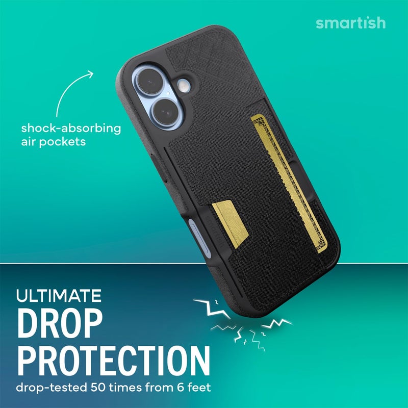 SmartishÂ® iPhone 17 Wallet Case - Wallet Slayer Vol. 2 [Slim + Protective] Credit Card Holder w/Kickstand - Drop Tested Hidden Card Slot Cover for Apple iPhone 17 - Black Tie Affair - Image 3