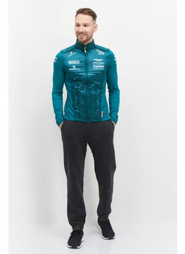 Aston Martin Men Long Sleeve Brand Logo Bomber Jackets, Green  - Image 3