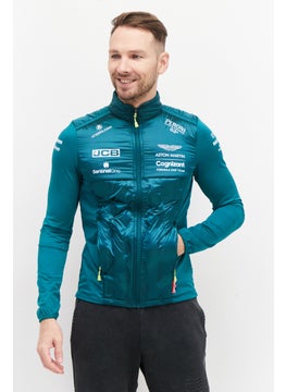 Aston Martin Men Long Sleeve Brand Logo Bomber Jackets, Green  - Image 1