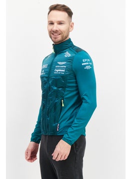 Aston Martin Men Long Sleeve Brand Logo Bomber Jackets, Green  - Image 4