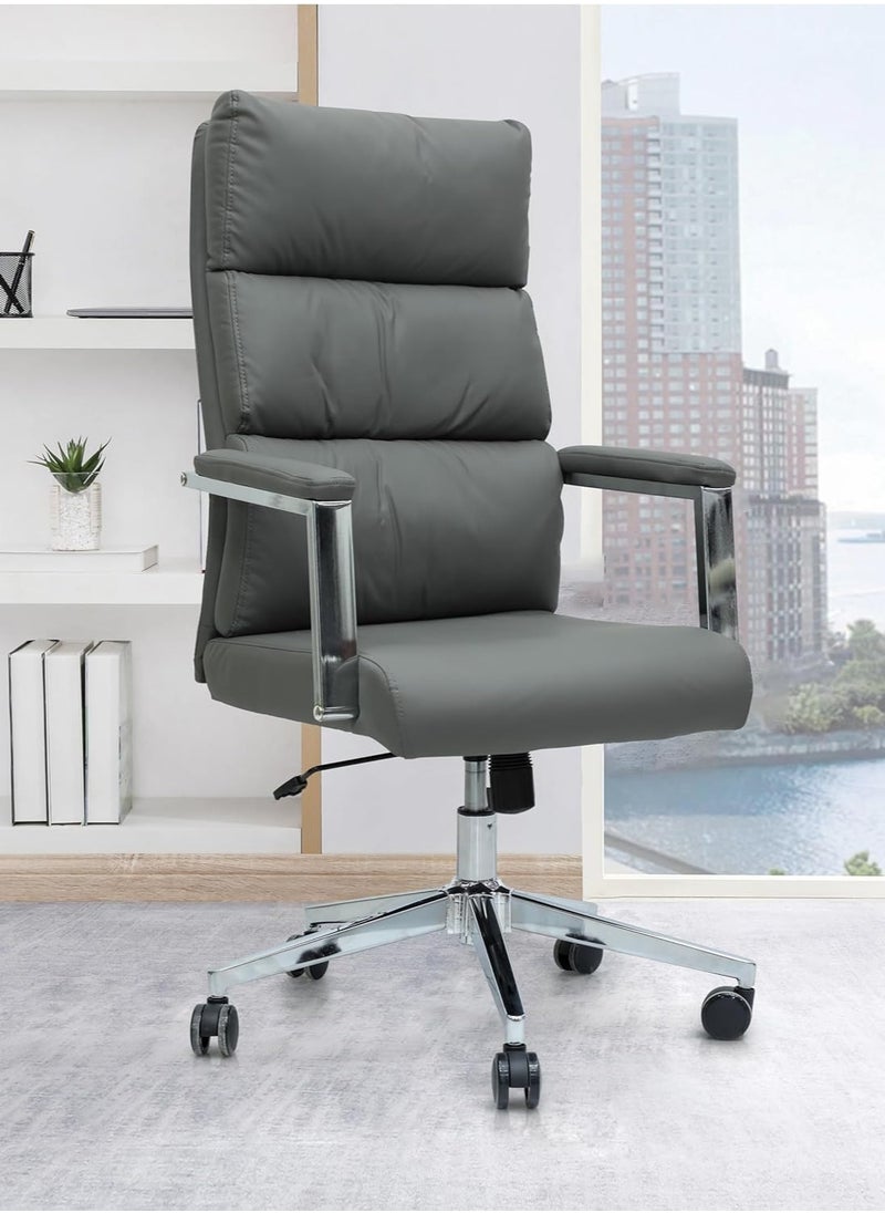 KARNAK Premium Executive Leather Chair Extra Soft Cushions Ergonomic Design Adjustable Height And Armrests Black  - Image 1