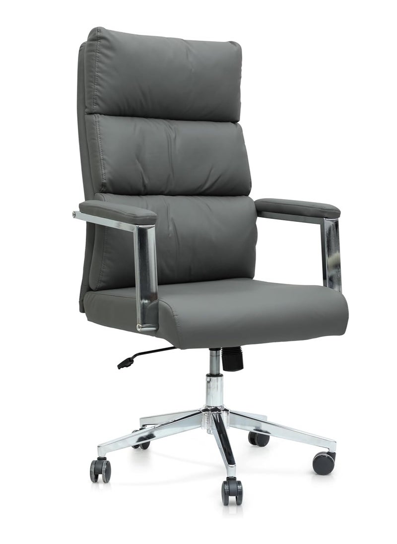 KARNAK Premium Executive Leather Chair Extra Soft Cushions Ergonomic Design Adjustable Height And Armrests Black  - Image 2