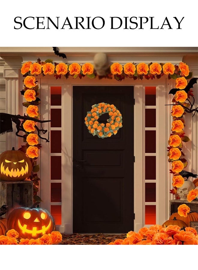 DUNISO 50 PCS Artificial Marigold Flowers,Simulate Marigolds Flowers with Stems, Decorations Silk Faux Flowers for Dia De Los Muertos Diwali, Home Decor, Marigold Garland Day of The Dead Decorations - Image 3
