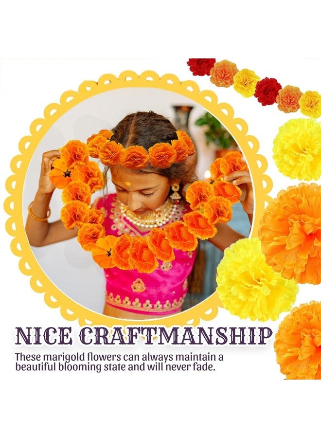 DUNISO 50 PCS Artificial Marigold Flowers,Simulate Marigolds Flowers with Stems, Decorations Silk Faux Flowers for Dia De Los Muertos Diwali, Home Decor, Marigold Garland Day of The Dead Decorations - Image 4