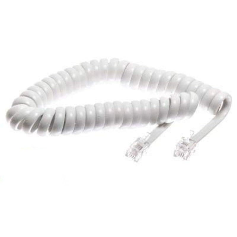 RIVER FOX 6.5ft/2m Telephone Receiver Extension Coil Cable Cord – Durable & Flexible RJ11 Round Handset Phone Extension Cable for All Landline Phones (White) - Image 1