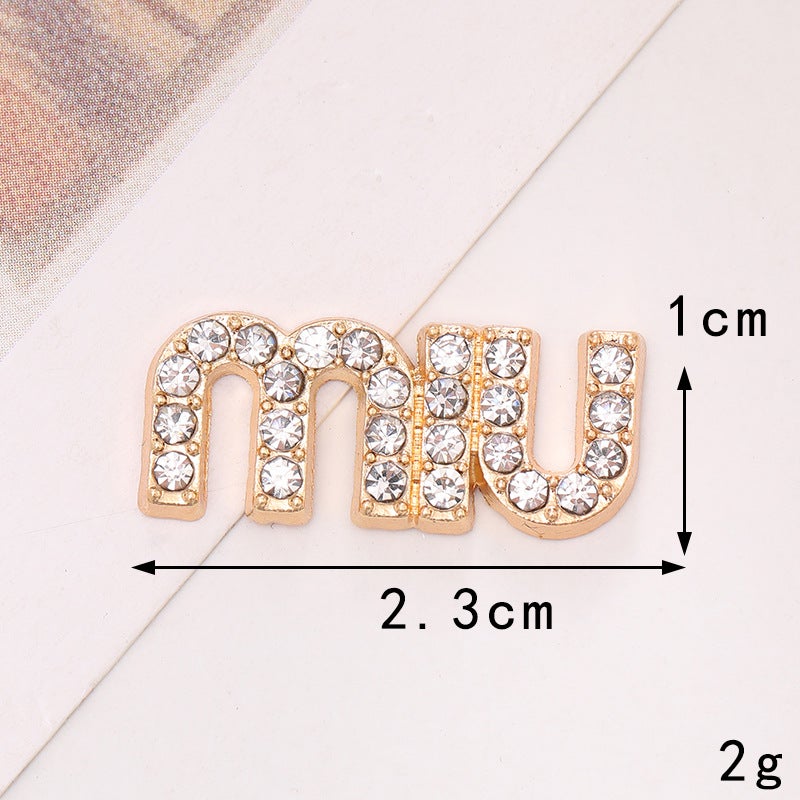 Hot sale zinc alloy letter phone case beauty stickers diamond accessories accessories hole shoes diy accessories clothing accessories women D2000 medium letter (gold)