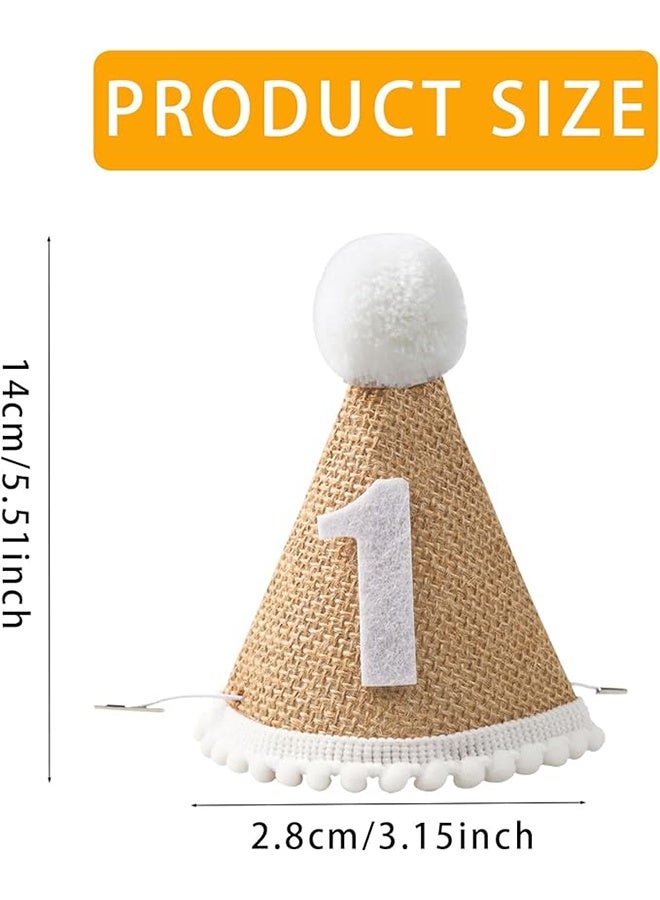 قبعة عيد الميلاد الأول للأولاد والبنات، قبعة عيد ميلاد واحدة، قبعة مخروطية مصنوعة يدويًا من الكتان الكاكي، قبعة حفلات عيد الميلاد الأول للبنات والأولاد، دعامة تصوير، زينة حفلات أعياد الميلاد - Image 3