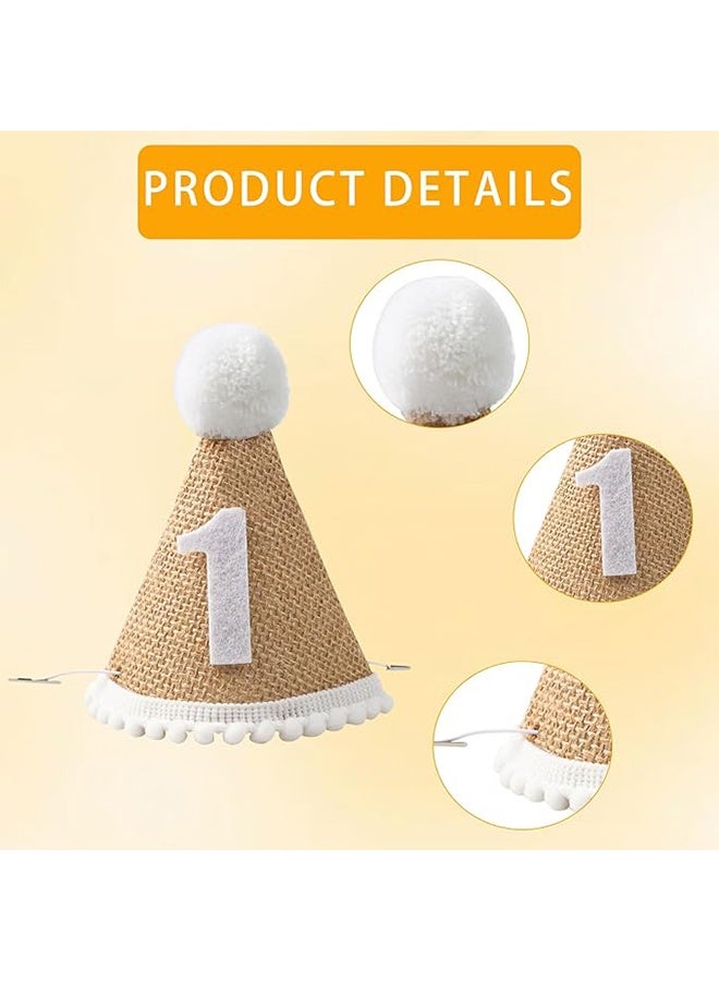 قبعة عيد الميلاد الأول للأولاد والبنات، قبعة عيد ميلاد واحدة، قبعة مخروطية مصنوعة يدويًا من الكتان الكاكي، قبعة حفلات عيد الميلاد الأول للبنات والأولاد، دعامة تصوير، زينة حفلات أعياد الميلاد - Image 4