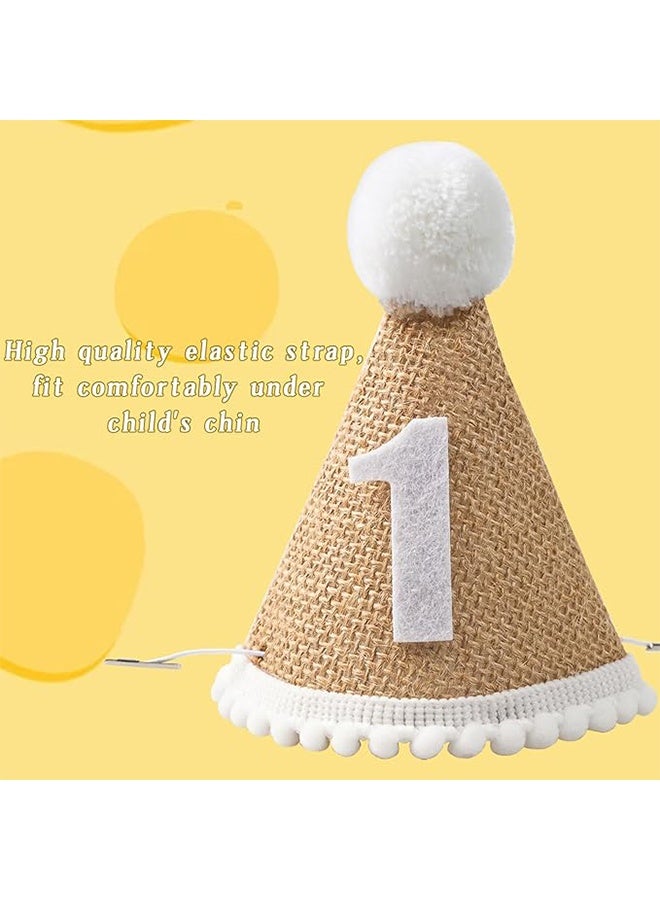 قبعة عيد الميلاد الأول للأولاد والبنات، قبعة عيد ميلاد واحدة، قبعة مخروطية مصنوعة يدويًا من الكتان الكاكي، قبعة حفلات عيد الميلاد الأول للبنات والأولاد، دعامة تصوير، زينة حفلات أعياد الميلاد - Image 5