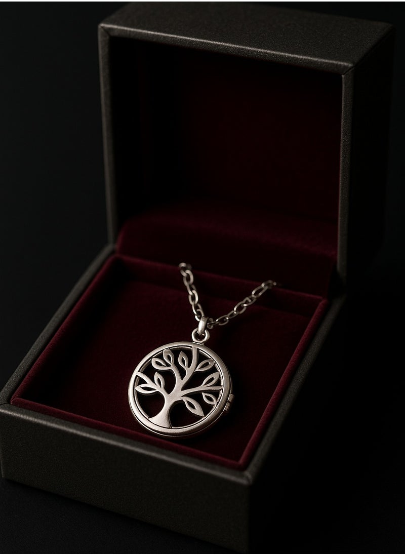 Dar Tree of Life Nickel-Plated Locket Necklace – Openable Women’s Pendant – Personal Keepsake Jewelry  - Image 1