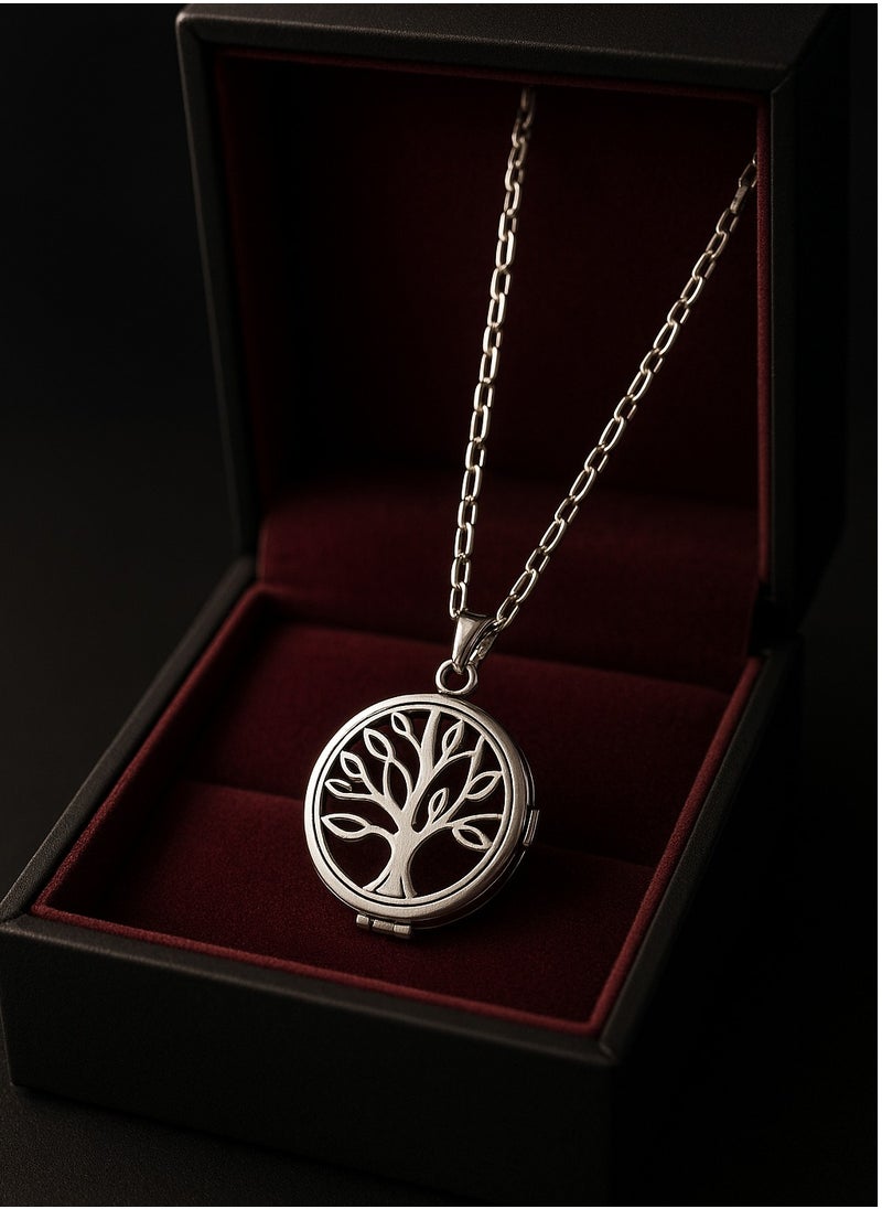 Dar Tree of Life Nickel-Plated Locket Necklace – Openable Women’s Pendant – Personal Keepsake Jewelry  - Image 2