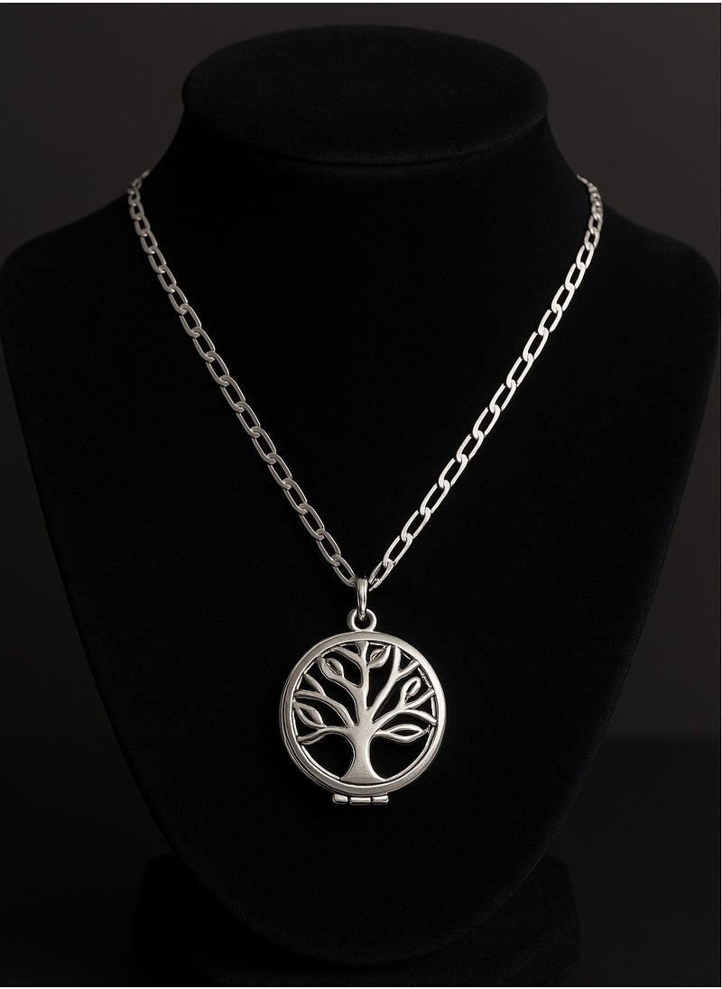 Dar Tree of Life Nickel-Plated Locket Necklace – Openable Women’s Pendant – Personal Keepsake Jewelry  - Image 4