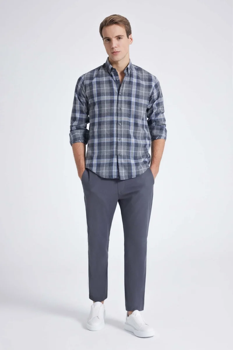 D'S DAMAT D'S Groom Ds Groom Slim Fit Gray Gabardine Shirt