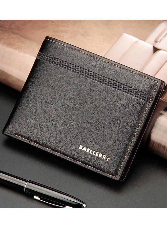 بايلليري محفظة رجالية من Baellerry، محفظة جلدية قصيرة أنيقة ومريحة، صغيرة الحجم، باللون الأسود - Image 2