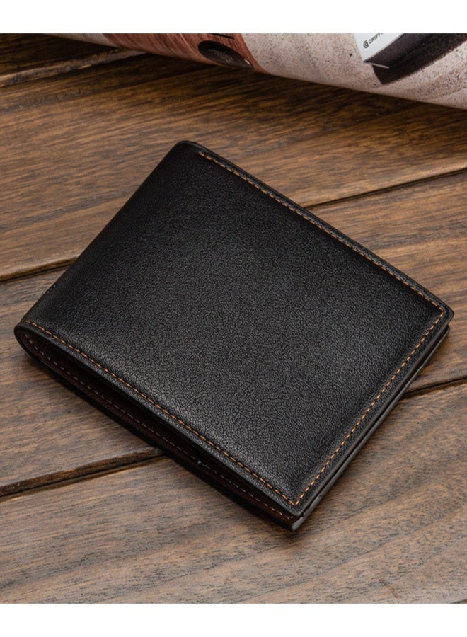 بايلليري محفظة رجالية من Baellerry، محفظة جلدية قصيرة أنيقة ومريحة، صغيرة الحجم، باللون الأسود - Image 5