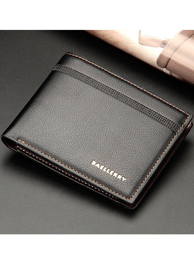 بايلليري محفظة رجالية من Baellerry، محفظة جلدية قصيرة أنيقة ومريحة، صغيرة الحجم، باللون الأسود - Image 4