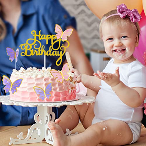 Naiircool 100Pcs Butterfly Cake Topper, Cupcake Topper, Cake Decorations, Cake Topper, Birthday Anniversary Decor, Party Decorations for Women Girls, Mixed Size (Pink Purple Gold) - Image 3