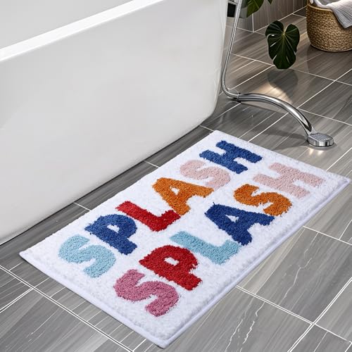HAIWAOO Bathroom Rugs 17x24,Soft, Absorbent and Non Slip Cute Bath Mat, Machine Washable with Colorful Letter Designs Bath Rug for Bathroom, Tub, Shower or Sink,Home Decor Accessories - Image 1