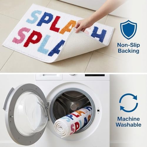 HAIWAOO Bathroom Rugs 17x24,Soft, Absorbent and Non Slip Cute Bath Mat, Machine Washable with Colorful Letter Designs Bath Rug for Bathroom, Tub, Shower or Sink,Home Decor Accessories - Image 5
