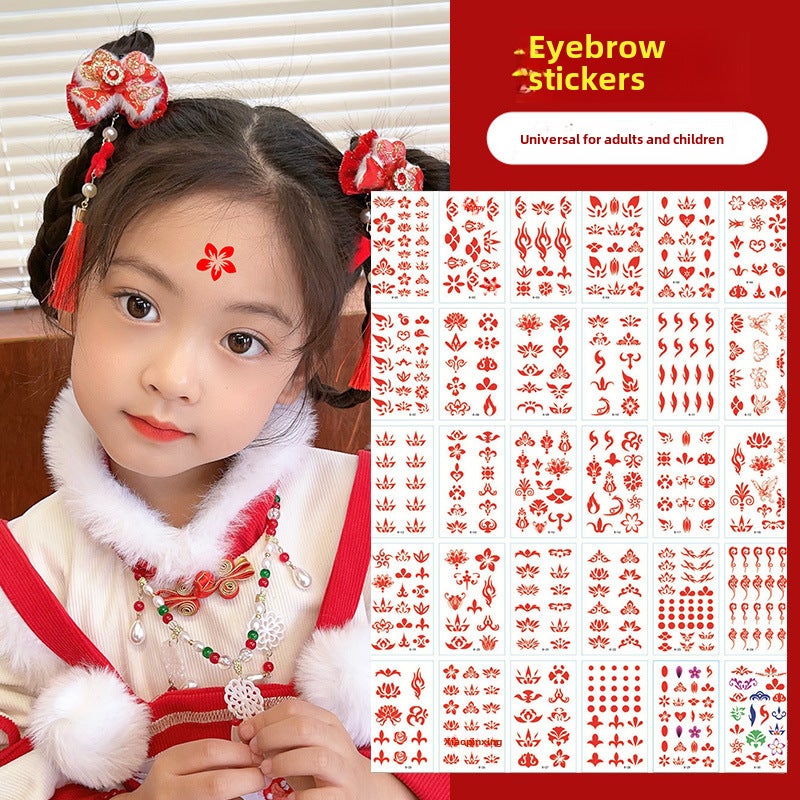 Generic Girls New Year Hair Accessories Set A set of 30 eyebrow stickers [about 500 stickers]]