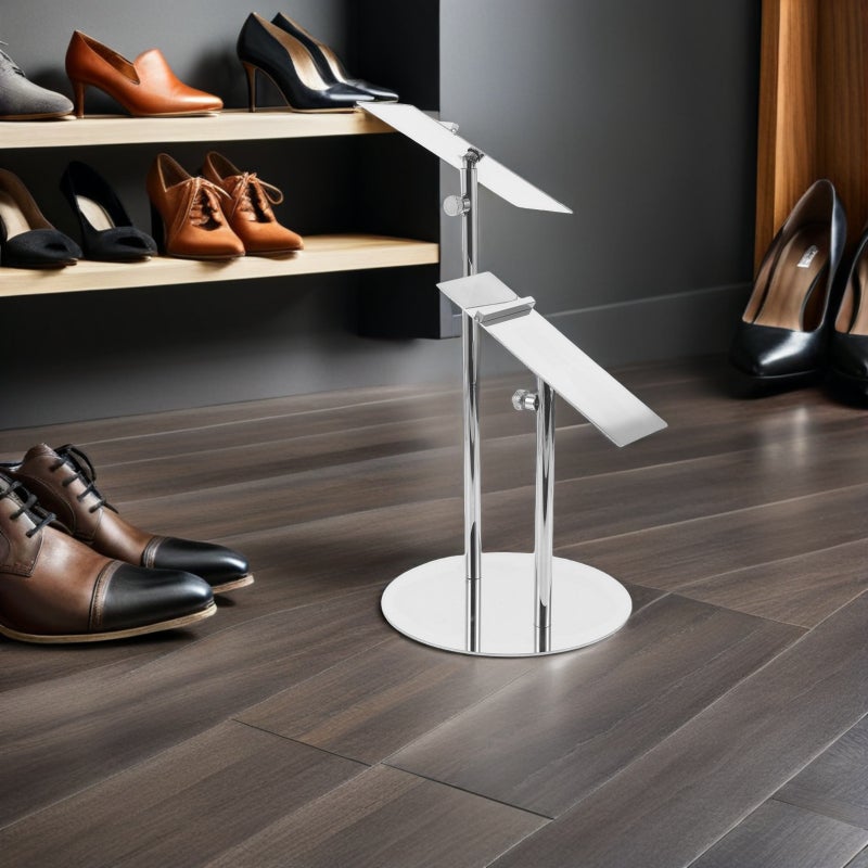 Metal Adjustable Shoe Stand: Stainless Steel Shoe Display Rack For Sneakers And More - High Heels Display Holder For Store And Home Use - Image 2