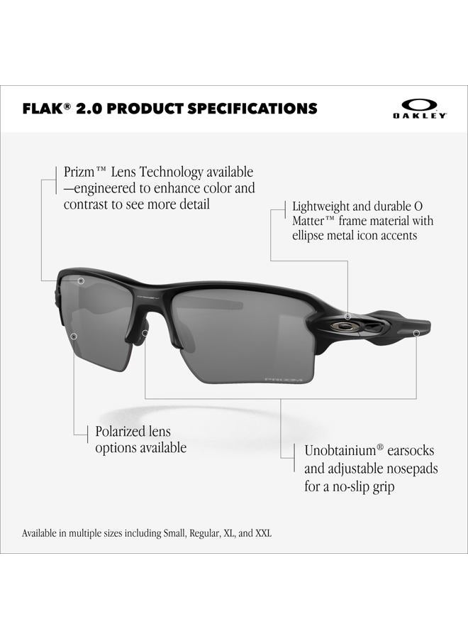OAKLEY OO9511 Flak 2.0 S Rectangular Sunglasses, Polished Black/Prizm Black Polarized, 59 mm - Image 5