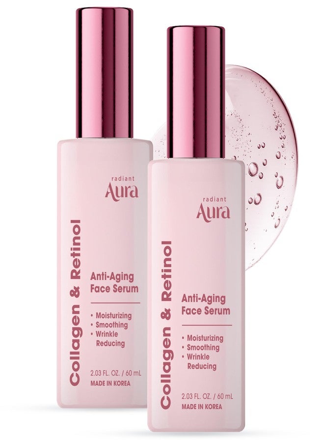 Radiant Aura Collagen & Retinol Face Serum-Dermatologist Tested Korean Anti-Aging Solution for Wrinkles & Dark Spots -Premium Skin Repair Formula for Deep Hydration & Rejuvenation 2-pack 2 fl oz - Image 1