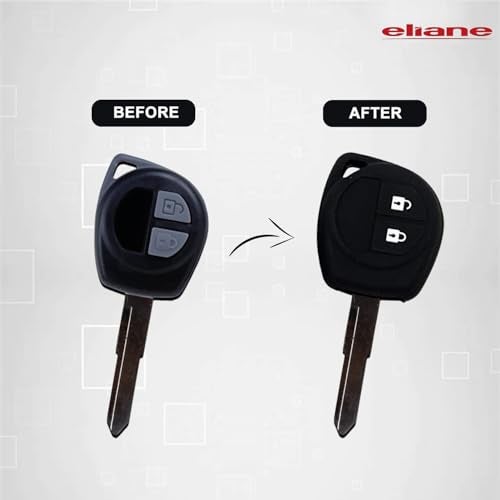 Eliane Silicone Car Key Cover 2 Button Compatible with Maruti Suzuki Baleno Grand Vitara XL6 Swift Brezza Ertiga Dzire Celerio Ciaz SX4 Ignis S Presso S Cross Fronx Alto Ritz (Black-2Pcs) - Image 2