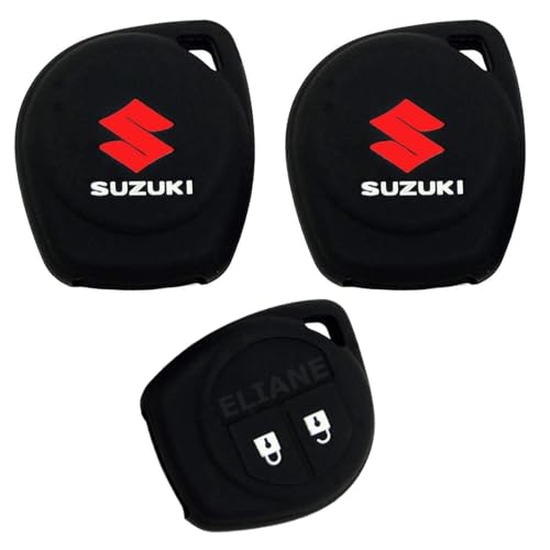 Eliane Silicone Car Key Cover 2 Button Compatible with Maruti Suzuki Baleno Grand Vitara XL6 Swift Brezza Ertiga Dzire Celerio Ciaz SX4 Ignis S Presso S Cross Fronx Alto Ritz (Black-2Pcs) - Image 1